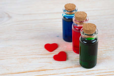 aromatic perfume water in glass bottlesの写真素材