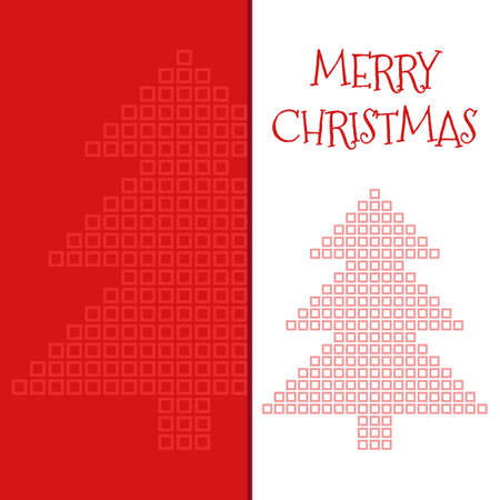 Merry Christmas greeting card with square mosaic xmas treesのイラスト素材