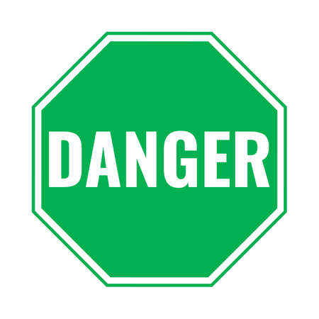 danger, green octagonal road signのイラスト素材