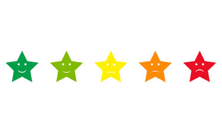five star shaped feedback buttons, different colorsのイラスト素材