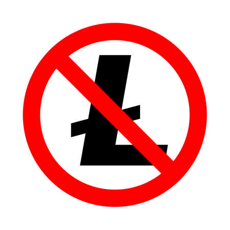 litecoin forbidden, flat red round signのイラスト素材