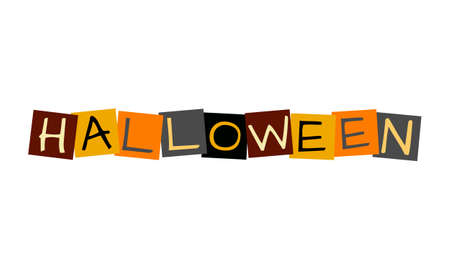 halloween, text in colorful rotated squaresのイラスト素材