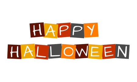 happy halloween, text in colorful rotated squaresのイラスト素材
