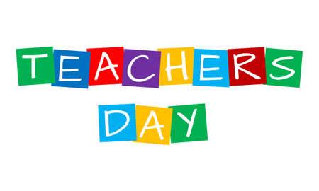 teachers day, text in colorful rotated squaresのイラスト素材