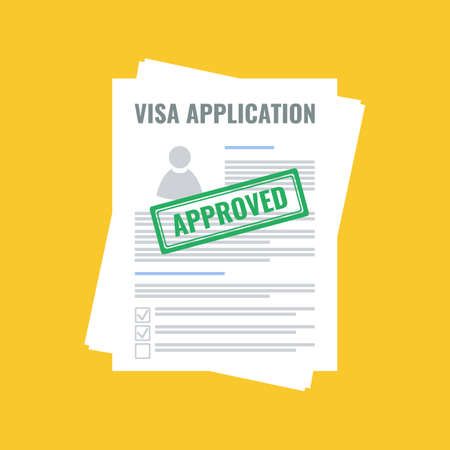 approved visa application, flat designのイラスト素材