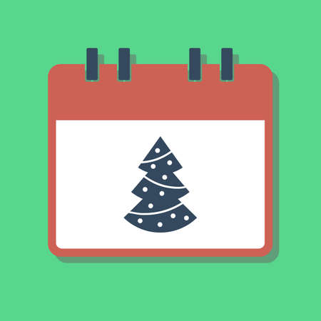 calendar with christmas tree, flat style vector illustrationのイラスト素材