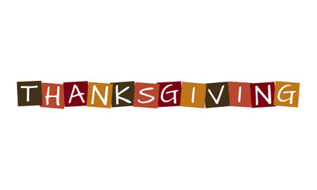 thanksgiving, vector letters in squares with traditional colorsのイラスト素材