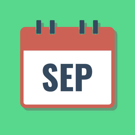 september month name in calendar, flat style vector illustrationのイラスト素材