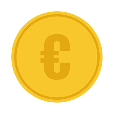 euro, round yellow coin, flat style vector illustrationのイラスト素材