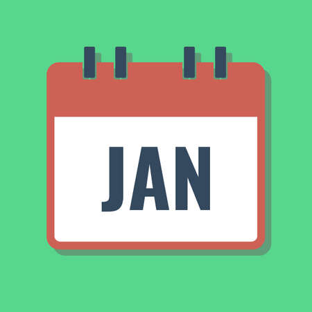 january month name in calendar, flat style vector illustrationのイラスト素材
