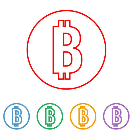 bitcoin currency symbol, thin lines iconのイラスト素材