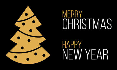 Merry Christmas and Happy New Year, black greeting cardのイラスト素材