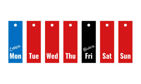 week days tags, black friday and cyber monday markedのイラスト素材