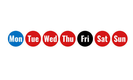 week days round icons