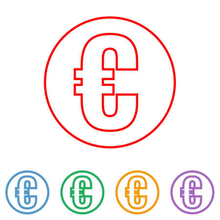 euro currency symbol, thin lines iconのイラスト素材
