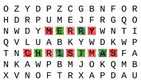 Merry Christmas greeting card, crossword styleのイラスト素材