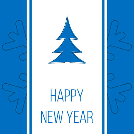 Happy New Year, blue greeting card with christmas treeのイラスト素材