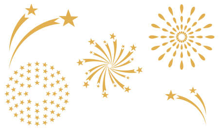 christmas fireworks, vector golden decorationsのイラスト素材