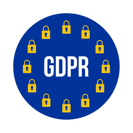 GDPR - General Data Protection Regulation, eu flag stylized vector round iconのイラスト素材
