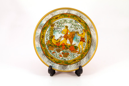 Handmade painted plate used for decorative purpose の写真素材
