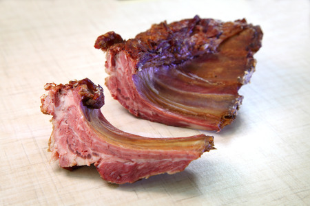 Smoked pork ribs.