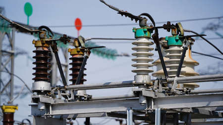 The training center of the electrical substance. Different types of electrical communications, important nodes of street devices.のeditorial素材
