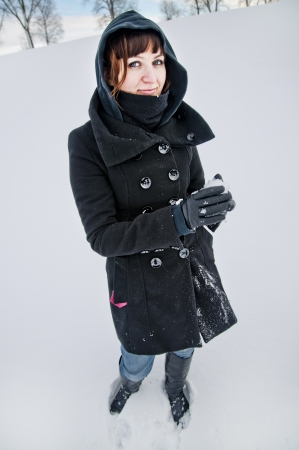 An image of girl posing outdoor in winterの写真素材