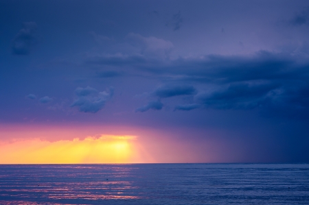 Colorful sunset at Baltic Seaの写真素材