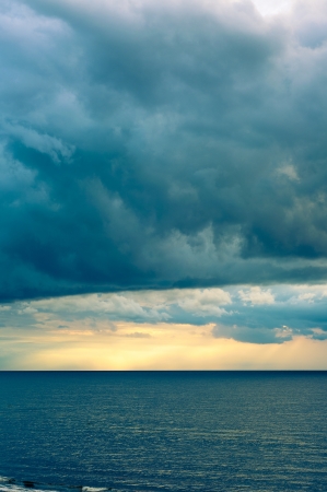 An image of storm clouds over the seaの写真素材