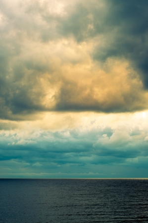 An image of storm clouds over the seaの写真素材