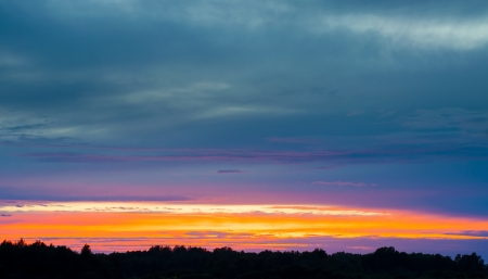 An image of amazing sunset over the forestの写真素材