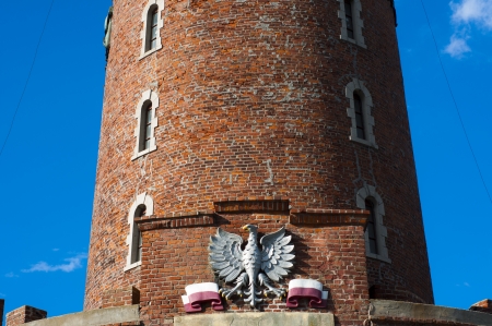 An image of brick lighthouse from the second world war in Kolobrzeg  Polandのeditorial素材