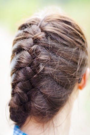 An image of brunette girl having a plaitの写真素材