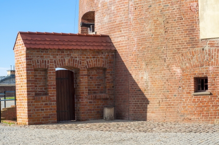 An image of brick lighthouse from the second world war in Kolobrzeg  Polandの写真素材