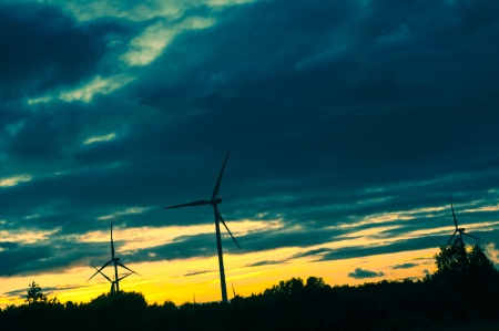 An image of windturbine during beautiful sunsetの写真素材