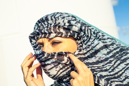 An image of muslim girl wearing higabの写真素材