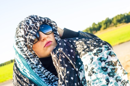 An image of muslim girl wearing higabの写真素材