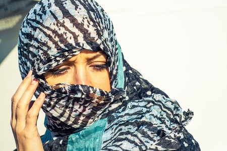 An image of muslim girl wearing higabの写真素材