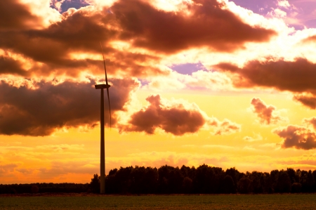 An image of windturbine on sunny dayの写真素材
