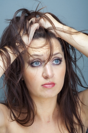 an image of upset  woman sad looking downの写真素材