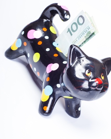 An image of Money box with polish zloty banknoteの写真素材