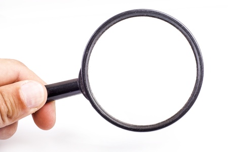 an image of magnifying glass holds by manの写真素材