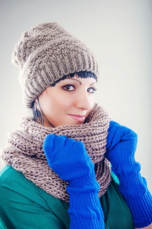 An image of young girl weraing hat and glovesの写真素材