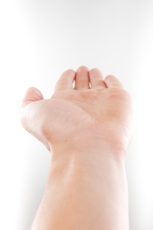 An image of open hand on white backgroundの写真素材