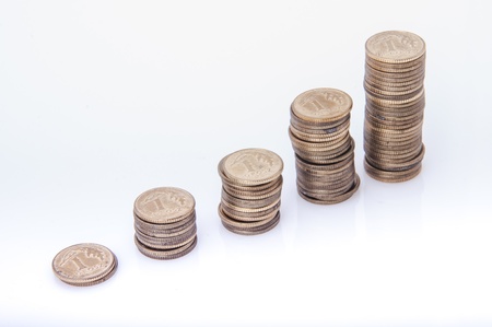An image of stack of polish money on white