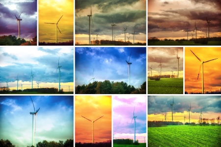 An image of windturbine generator over cloudy skyの写真素材