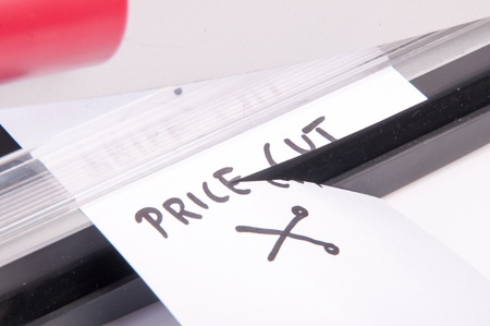 An image of price cuts with guillotineの写真素材