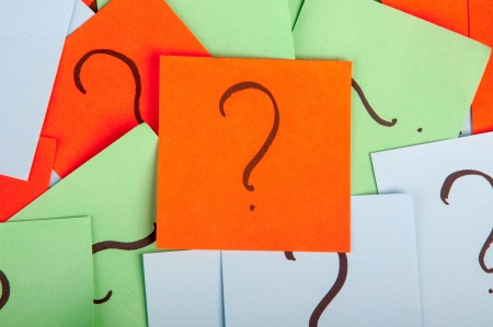 An image of question mark on sticky noteの写真素材