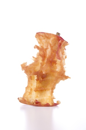 An image of apple core on white backgroundの写真素材