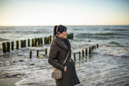 An image of couple on the beachの写真素材